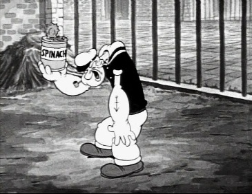 Featuring a beloved cartoon character ... a still frame from the animated Popeye cartoon "Little Swee' Pea" from 1936 (public domain).  Don't forget to eat your spinach!